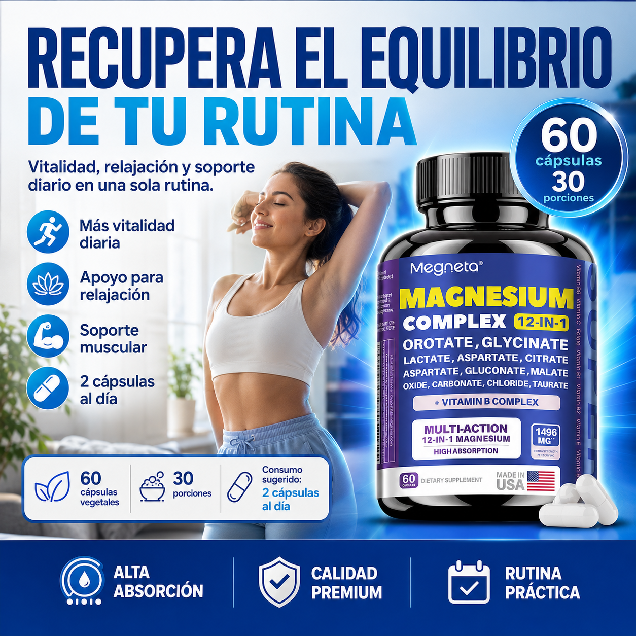 Suplemento Megneta Magnesio Complex 60cp