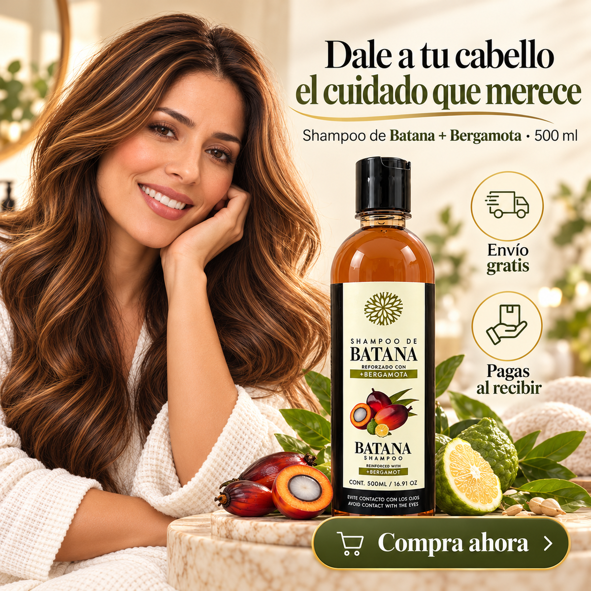 Shampoo de Batana + Bergamota | Cabello Suave y Sin Frizz