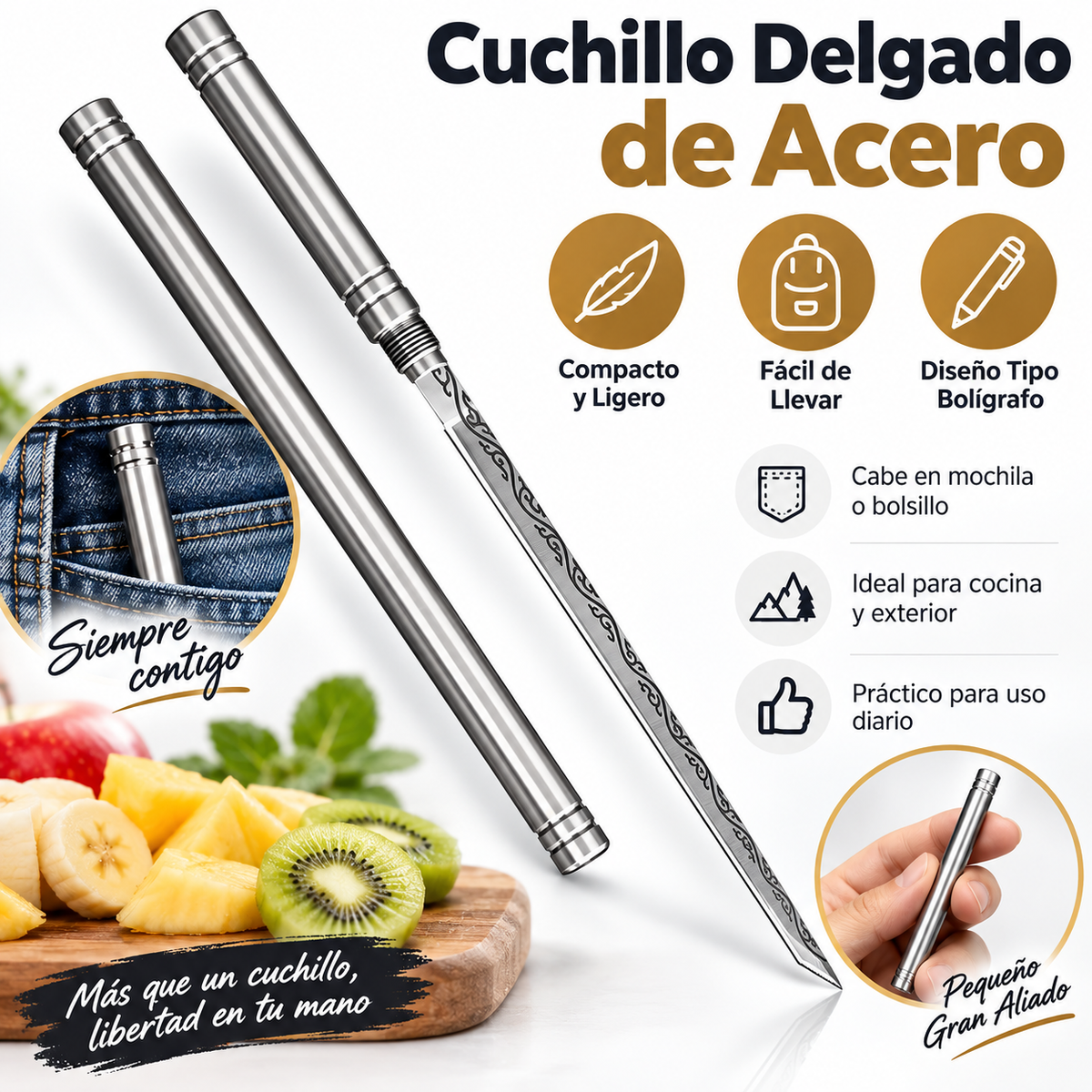 Cuchillo SlimSteel™ | Precisión Compacta Siempre a la Mano