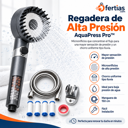 AquaPress Pro™ – Regadera de Alta Presión