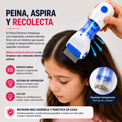 Lice Clean Pro | Peine Eléctrico Anti piojos con Aspiración