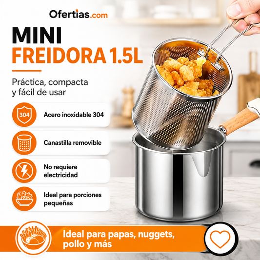 Mini Freidora 1.5L | Fríe Tus Antojos Sin Desperdiciar Aceite