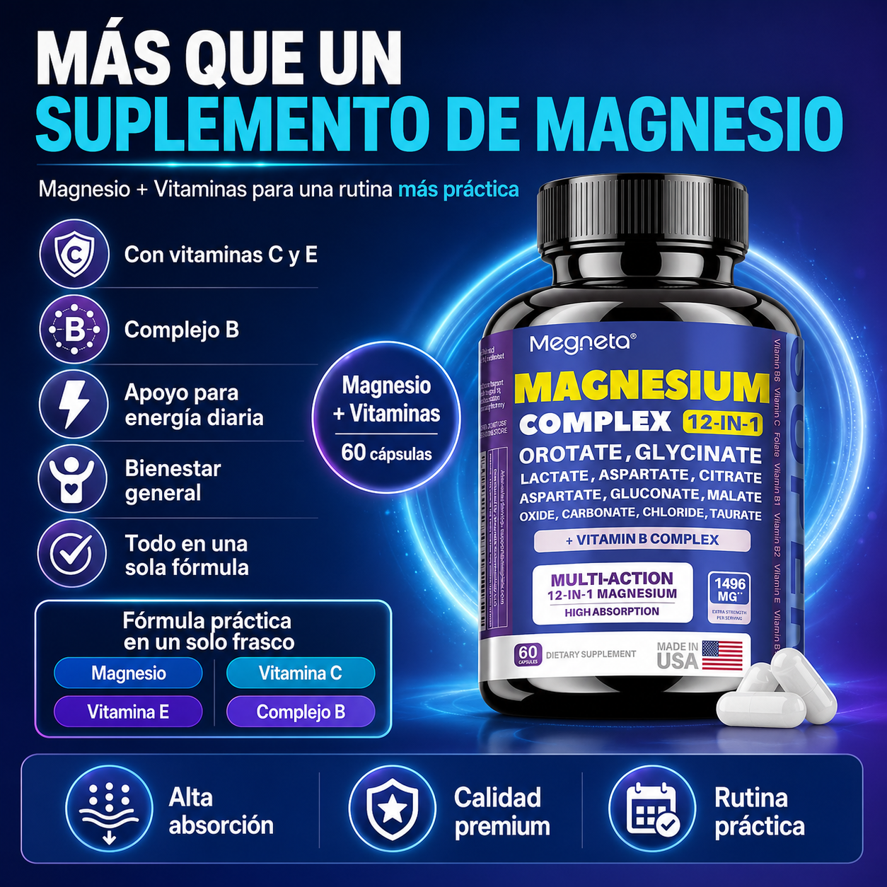 Suplemento Megneta Magnesio Complex 60cp