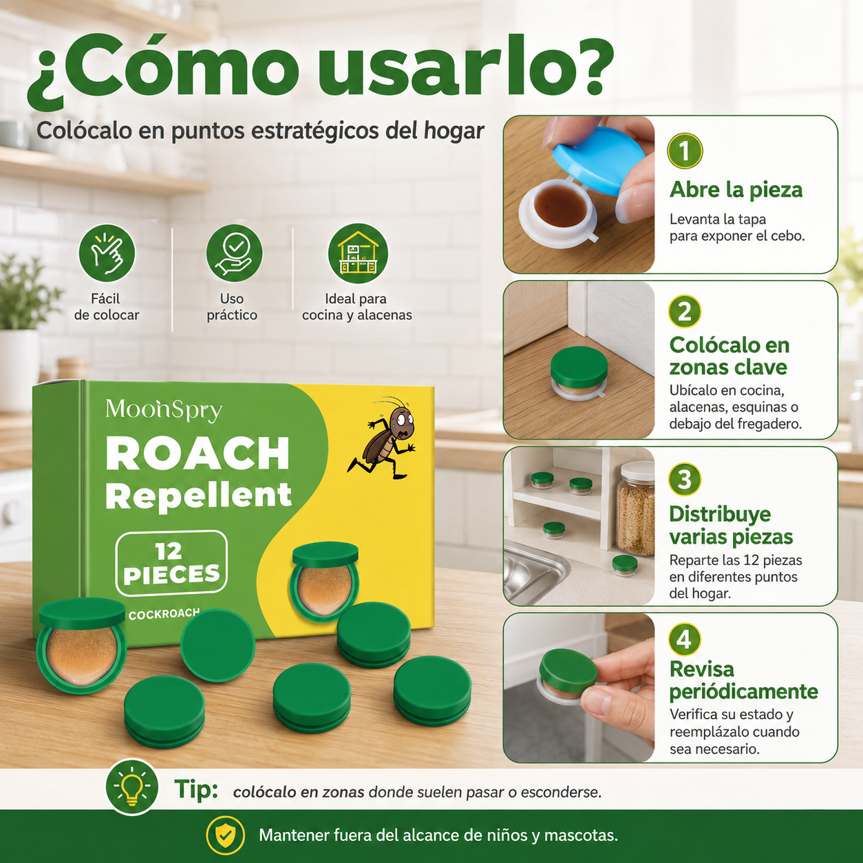 Repelente De Cucarachas 12 comprimidos