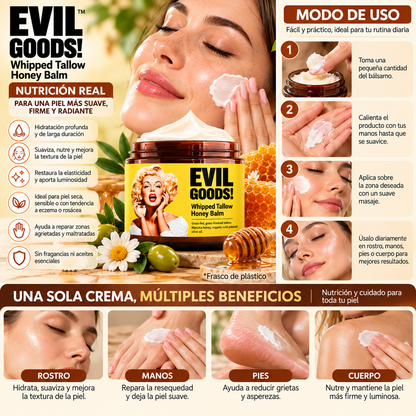 Evil Goods Crema de Sebo y Miel | Hidratación Profunda Para Piel Seca