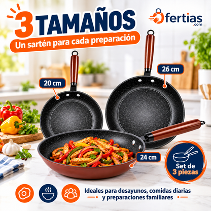 Set de 3 Sartenes Hierro Antiadherente | Cocina Más Fácil Todos los Días